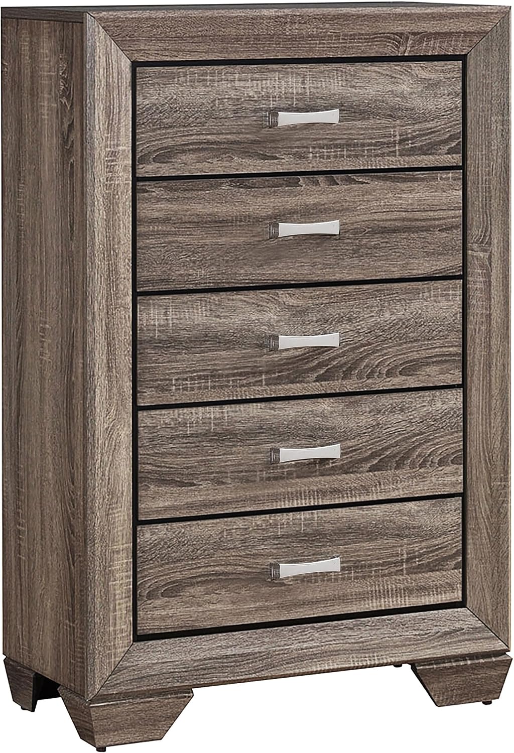 Coaster Home Furnishings Kauffman Transitional 5-Piece Bedroom Set Eastern King Size Storage Panel Bed Frame 54-inch Headboard Washed Taupe 204190KE-S5