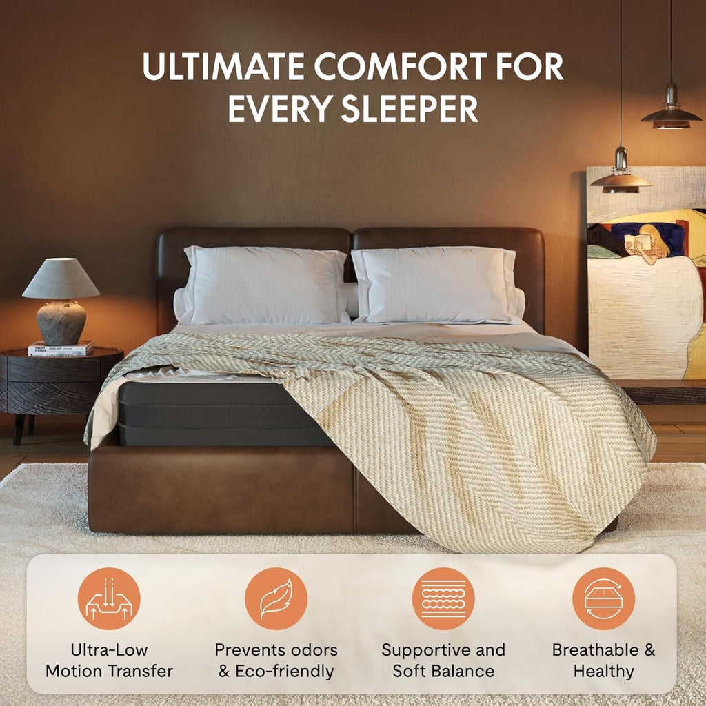 FLEXISPOT 10'' Twin XL Size Cooling Gel Memory Foam Mattress, Viscose from Bamboo, Medium Firm, 10-Year Warranty, Mattress-in-A-Box, Certi-PUR & Oeko-TEX Certified, Washable, Fire-Resistant.