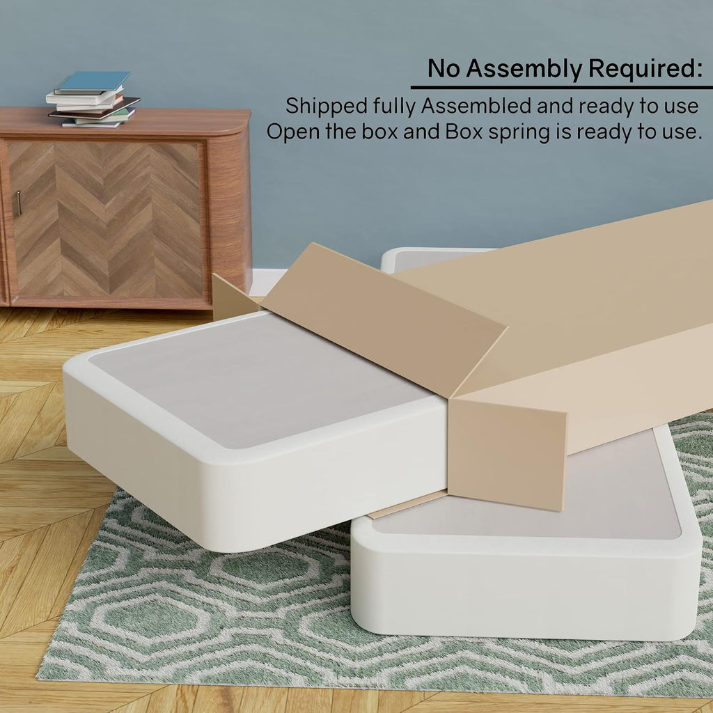 4-Inch Fully Assembled Low Profile Split Wood Traditional Box Spring/Foundation For Mattress Set, Twin