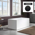 WOODBRIDGE 59' Acrylic Freestanding Bathtub Contemporary Soaking White Tub with Matte Black Overflow and Drain，B0085-MB-Drain&O