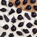 IndianShelf 300 Pieces Black Glass Vintage Christmas Ornaments Mini Bulk Decorative Ornaments for Halloween, Christmas Tree, New Year, Valentine Day, Holidays, Event and Wedding (25 * 12 Boxes)