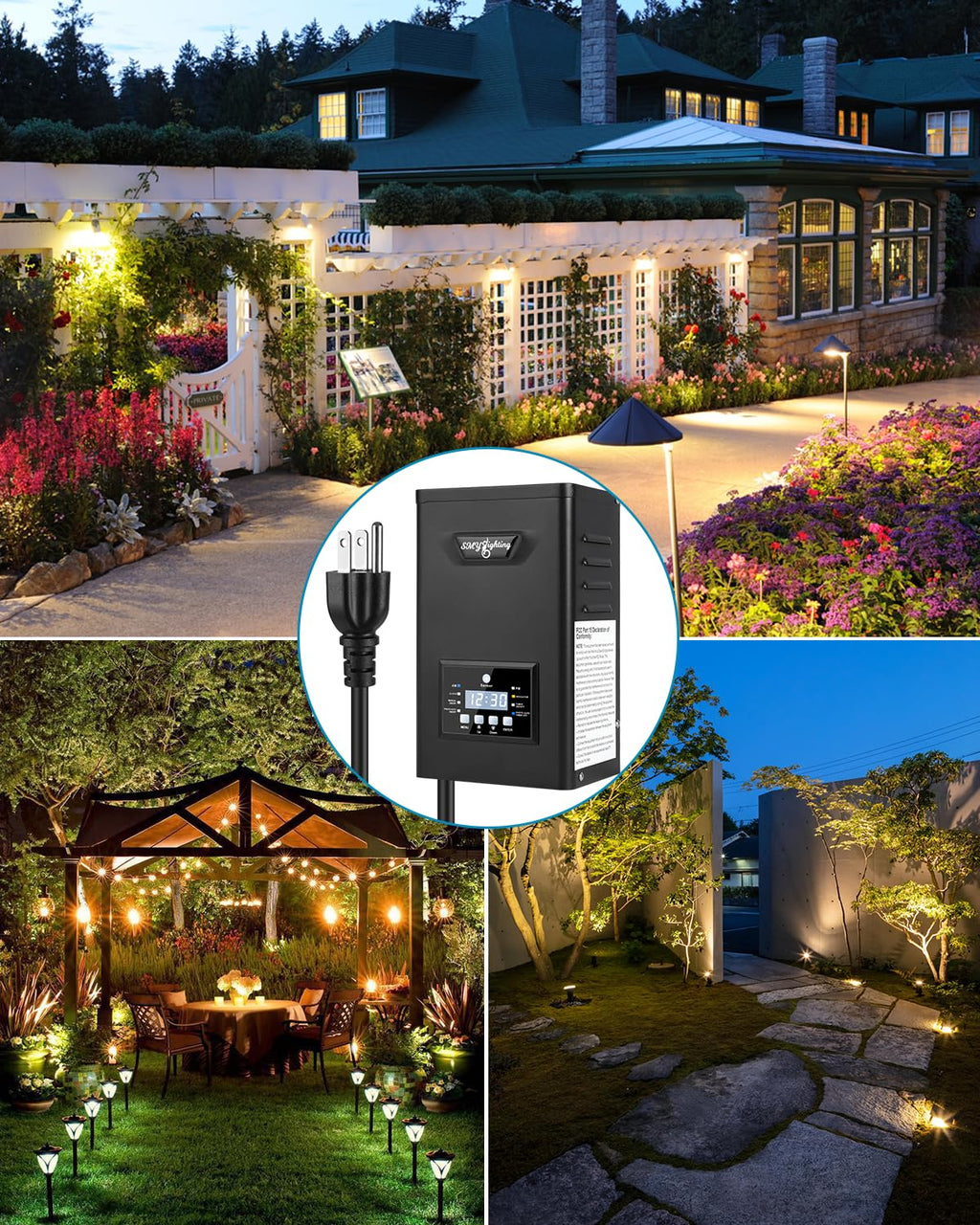SMY Lighting 400W Low Voltage Landscape Transformer, Outdoor Lighting Transformer with Photocell Sensor and Timer 120V AC to 12V 14V AC Weatherproof Transformers for Landscape Lighting