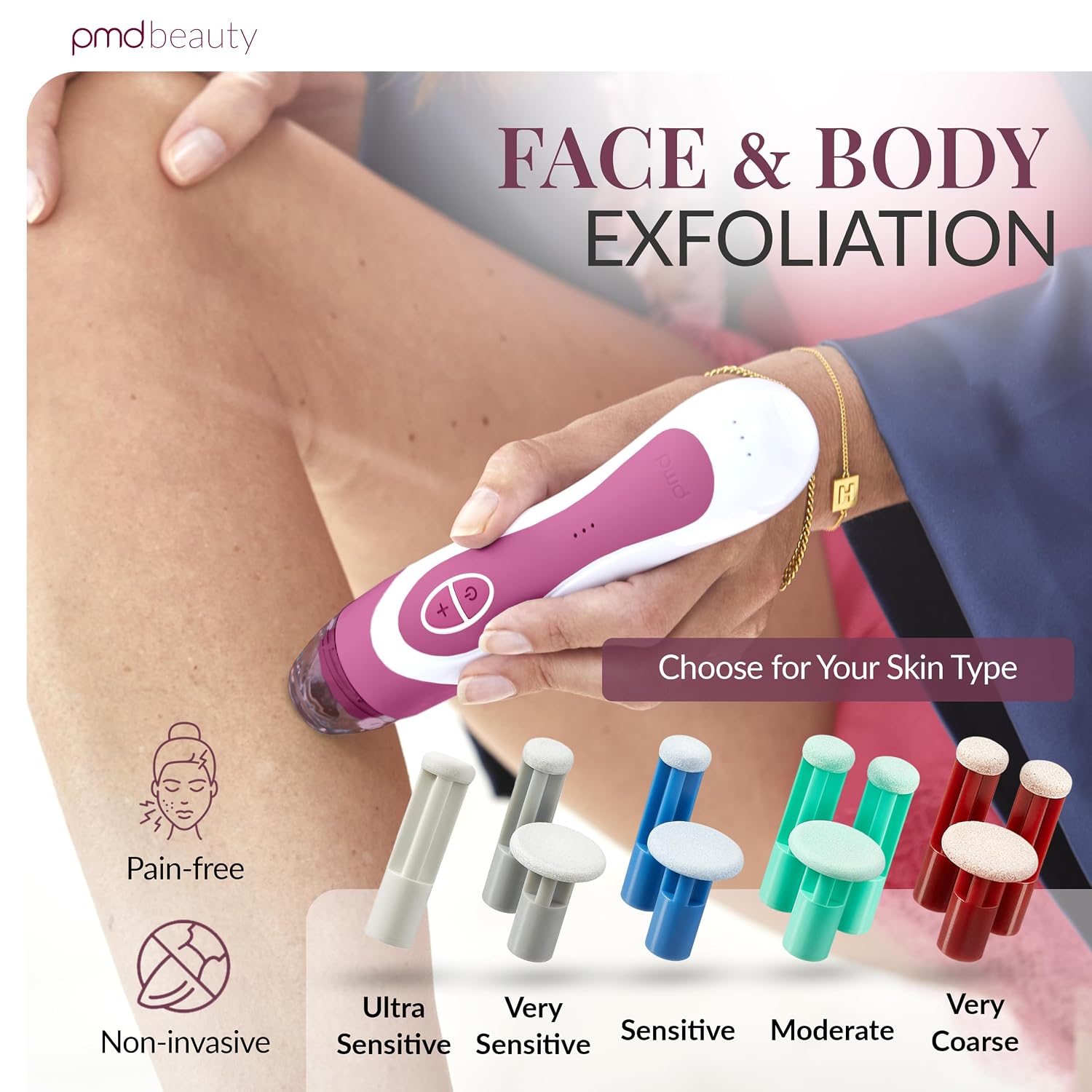 PMD Beauty Personal Microderm Elite Pro - At-Home Use, Facial Exfoliator Tool, Microdermabrasion Machine Kit for Face and Body Skincare