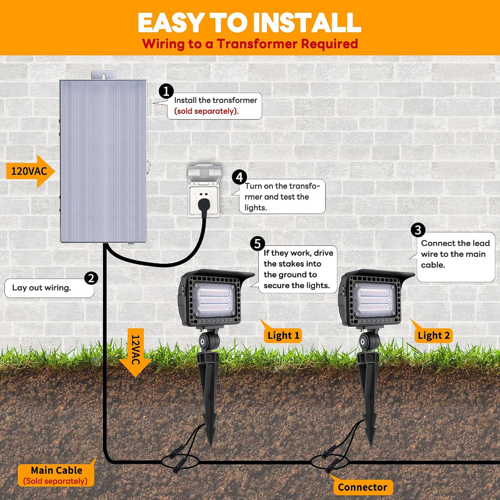 Gardenreet Outdoor Low Voltage LED Flood Lights - 12W 12V Landscape Wall Wash Lights, IP65 Waterproof Angle Adjustable Aluminum Brown Hardwired for Wall House Patio Backyard 6 Pack