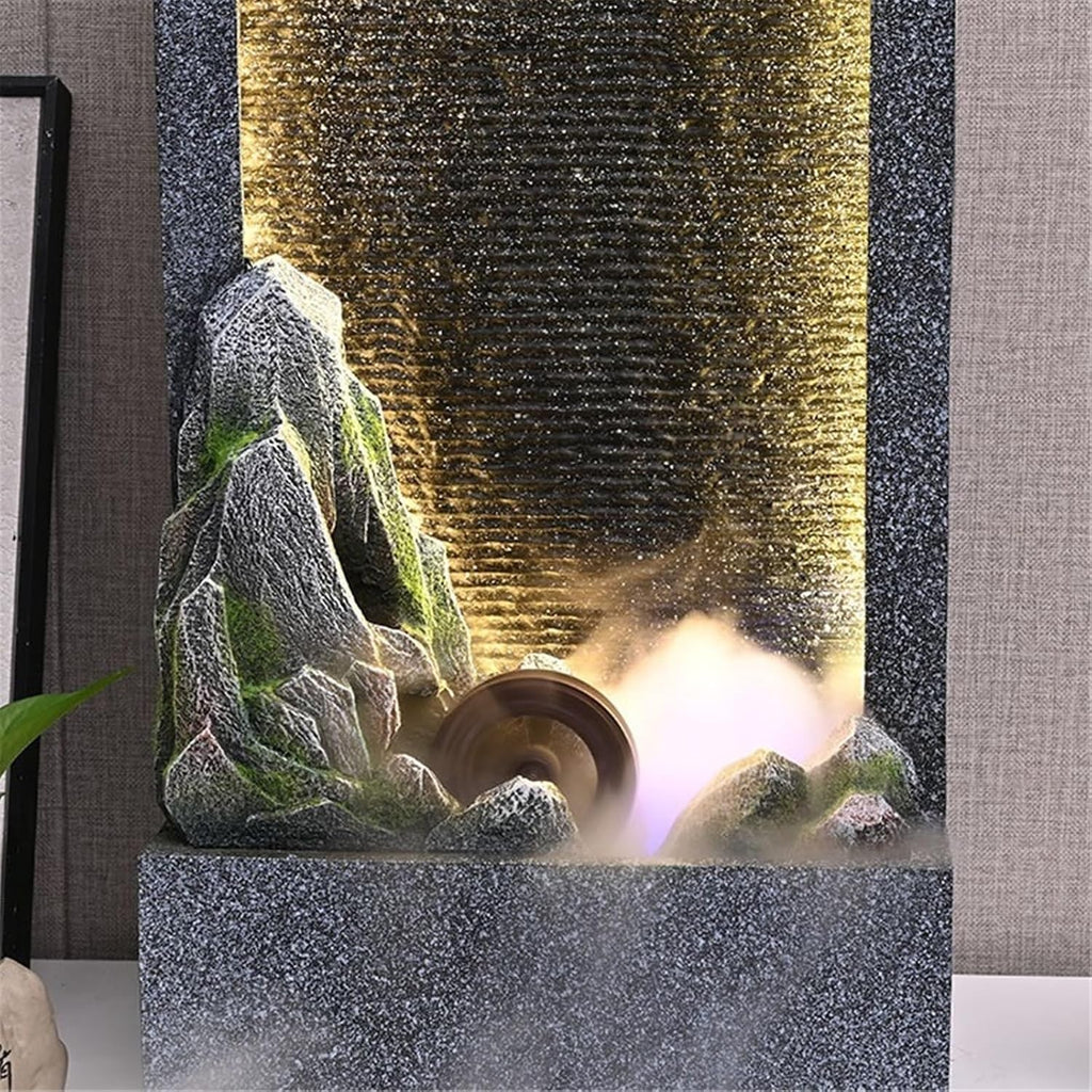 Tabletop Fountain Waterfall Fountain for Indoors or Outdoors with LED Light Accents for Home and Office Decoration