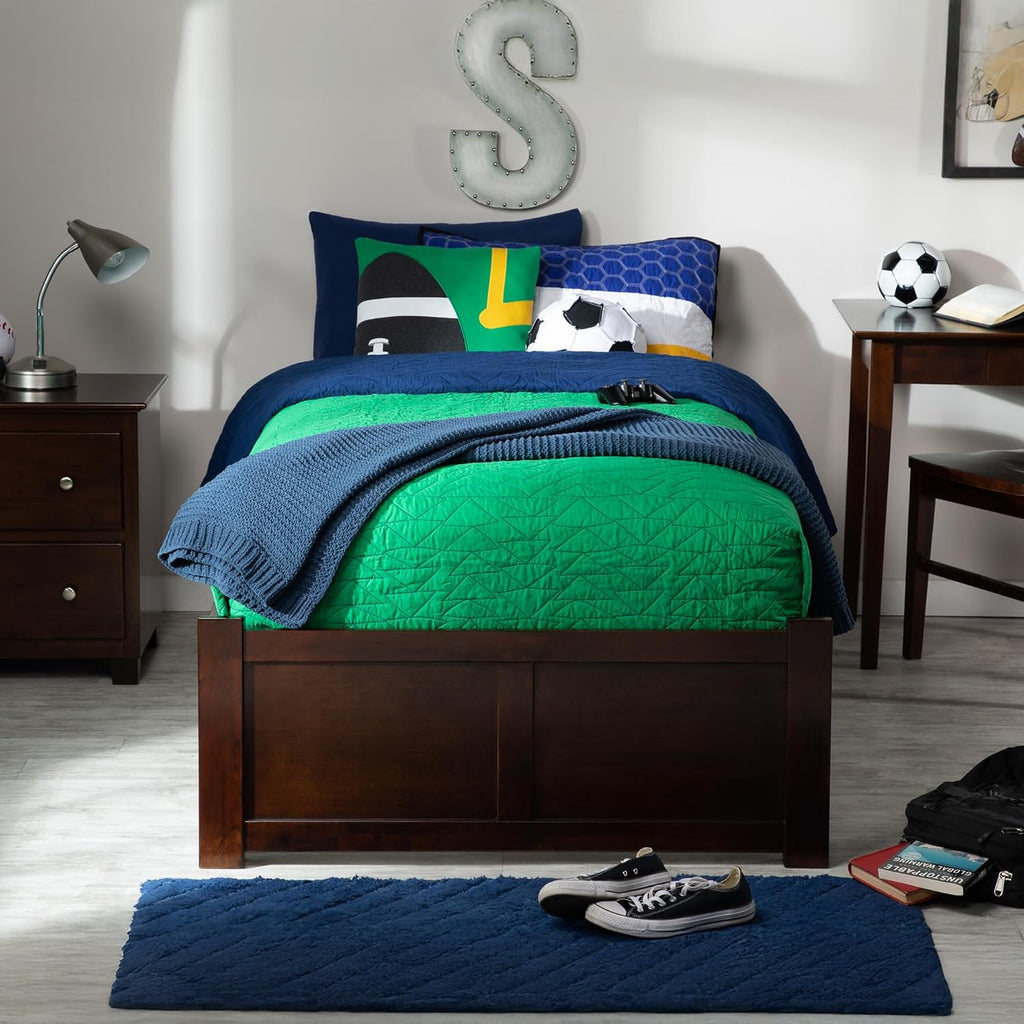 AFI Concord Twin XL Size Platform Bed with Footboard & Storage Drawers in Walnut