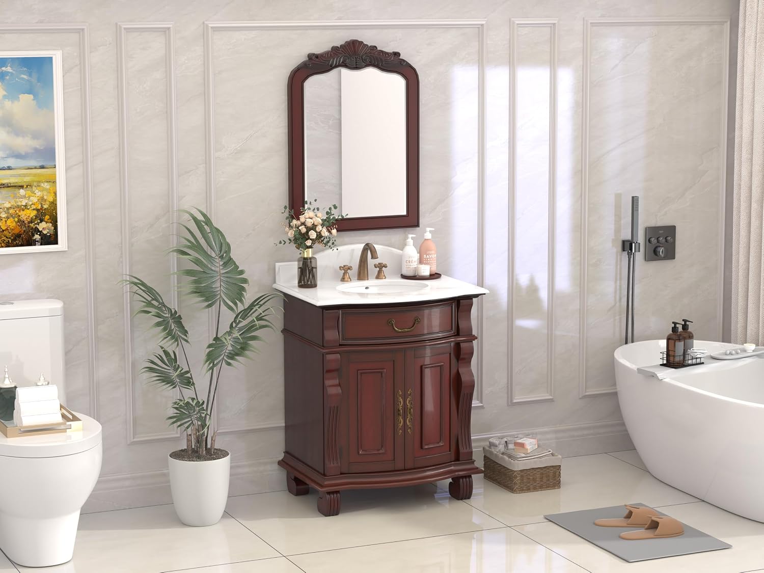 Hopkinton Bathroom Vanity with Stone top (White countertop, 30 inch)