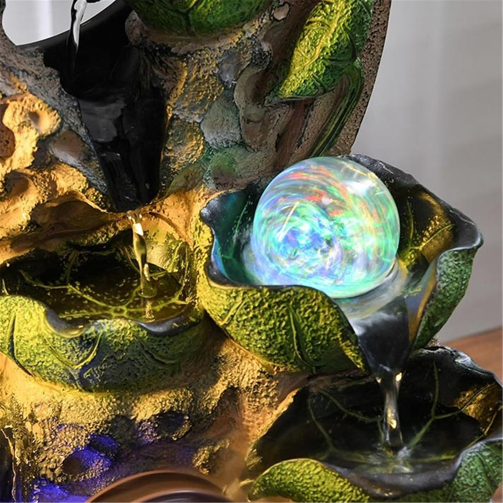 Tabletop Fountain Chinese Style Flowing Water Ornaments Living Room Office Fountain Feature(Large)