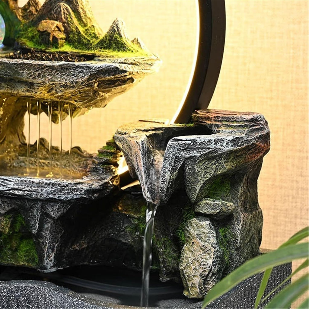 Tabletop Fountain Indoor Water Fountain, Circulating Feature Desktop Feng Shui Wheel Fish Pond Landscaping