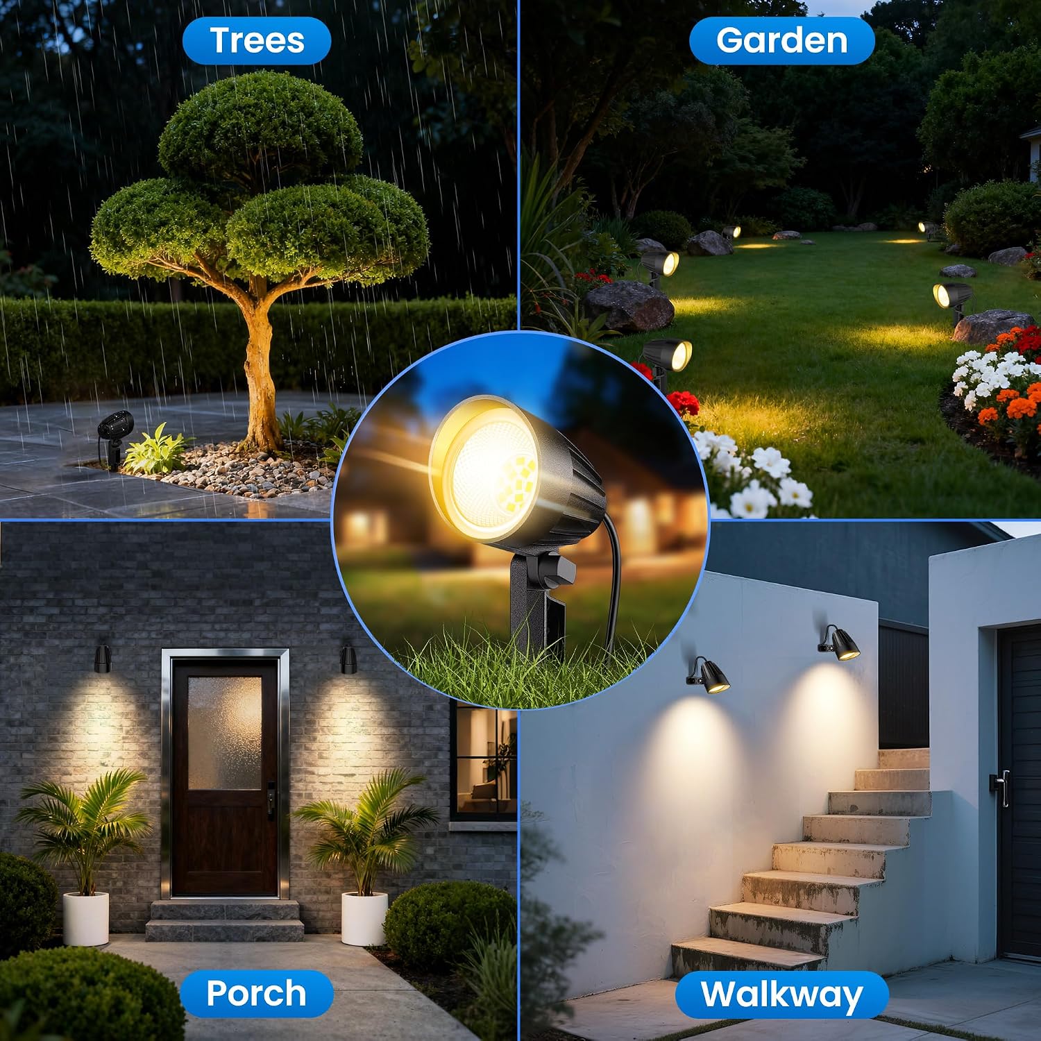 All-in-One Low Voltage Landscape Lighting Kit, 12W LED Landscape Spot Lights with 150W Transformer 100FT Wire, 2700K Waterproof Outdoor Landscape Lighting for Yard Garden Pathway (12 Pack)