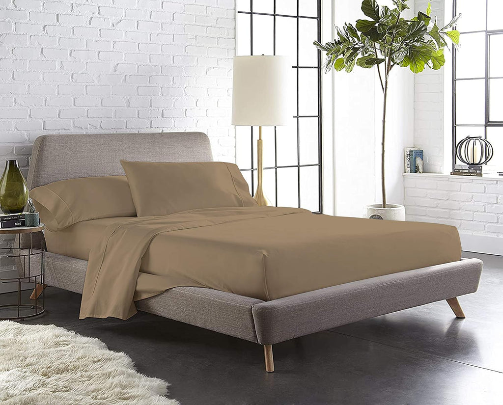 4 Piece Sheet Set- Egyptian Cotton 600 Thread Count - Luxury Bedding Set Fits Up to 15 Inches Deep Pocket - 4 Piece Sheet Set (Cal-King Size, Taupe)
