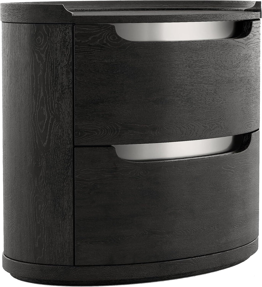 Furniture of America Teada Modern Wood 5-Piece Bedroom Set with Padded Curved Headboard, Oval Nightstand, Felt-Lined Top and UV-Stained Lower Drawers, Box Spring Needed, Queen, Black