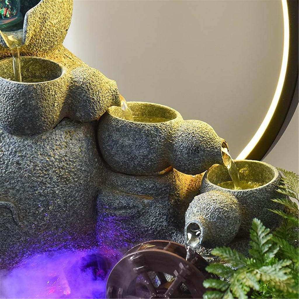Tabletop Fountain Fountain Water Feature Small Waterfall Fountains, Desktop for Meditation Relaxation(Blue)