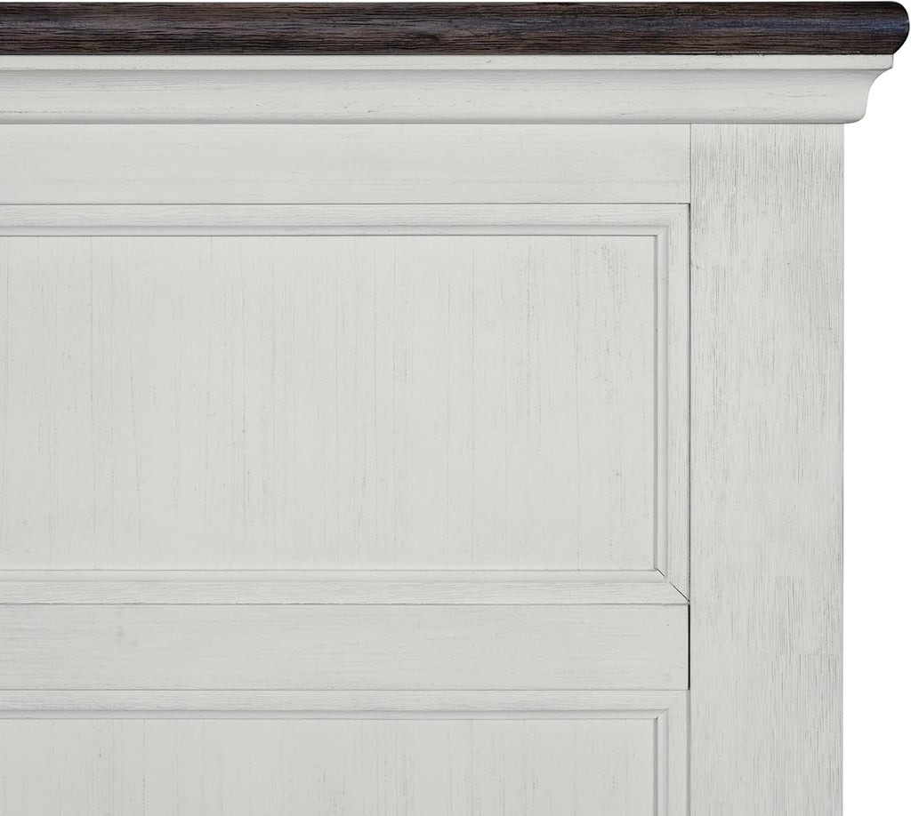 Furniture of America Roden Modern Solid Wood 5-Piece Bedroom Set with Storage Footboard, USB Chargers on Nightstand, Drop Handle Pulls, No Box Spring Needed, King, White