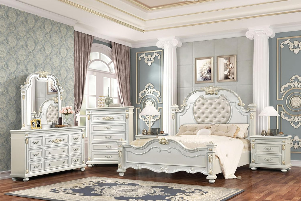First of a Kind Cosmos Furniture Destiny White Queen 5 Piece Bedroom Set