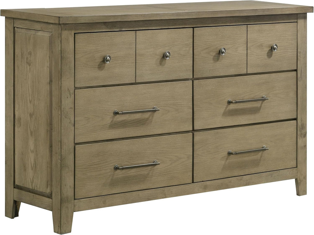 Coaster Home Furnishings - Hazlewood - Wood - 4-Piece Bedroom Set with Rustic Style, Slatted Headboard and Metallic Accent - Bedroom - Eastern King Size - Vineyard Oak - 207531KE-S4