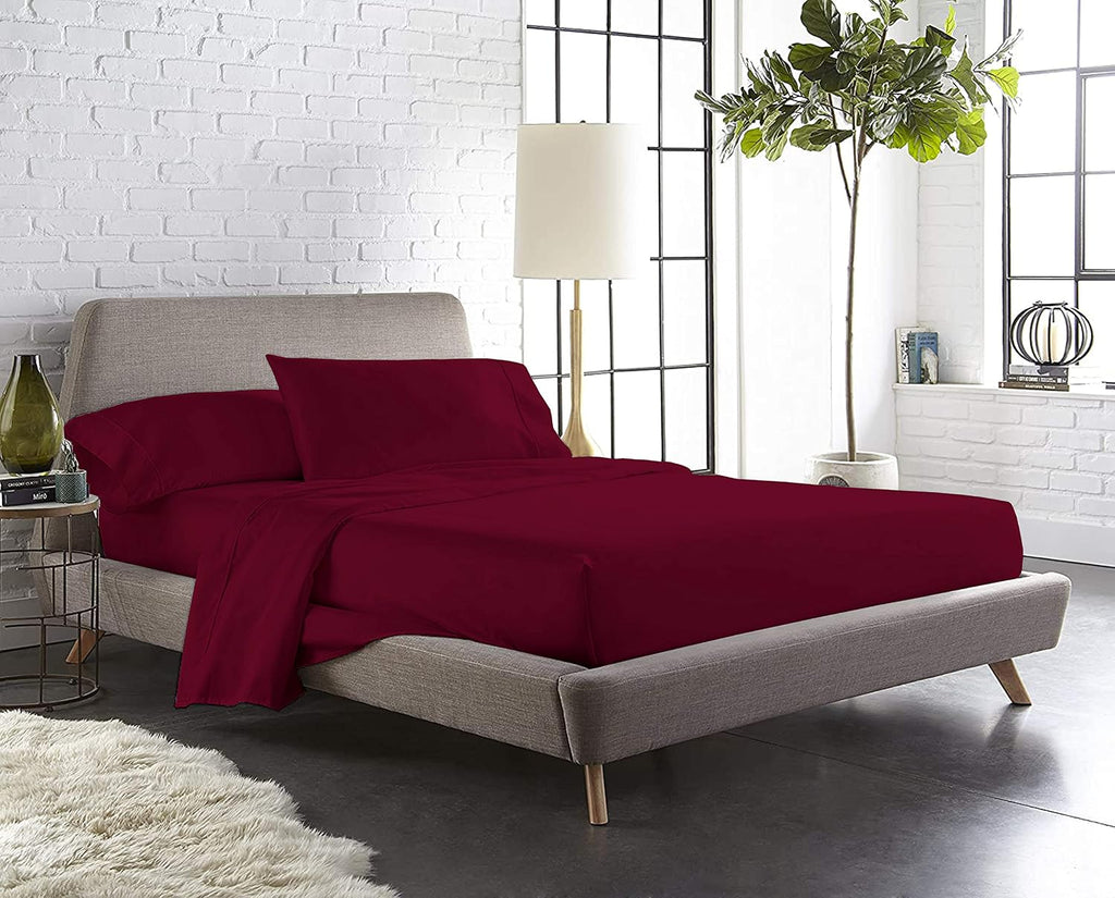 4 Piece Sheet Set- Egyptian Cotton 600 Thread Count - Luxury Bedding Set Fits Up to 15 Inches Deep Pocket - 4 Piece Sheet Set (Cal-King Size, Burgundy)