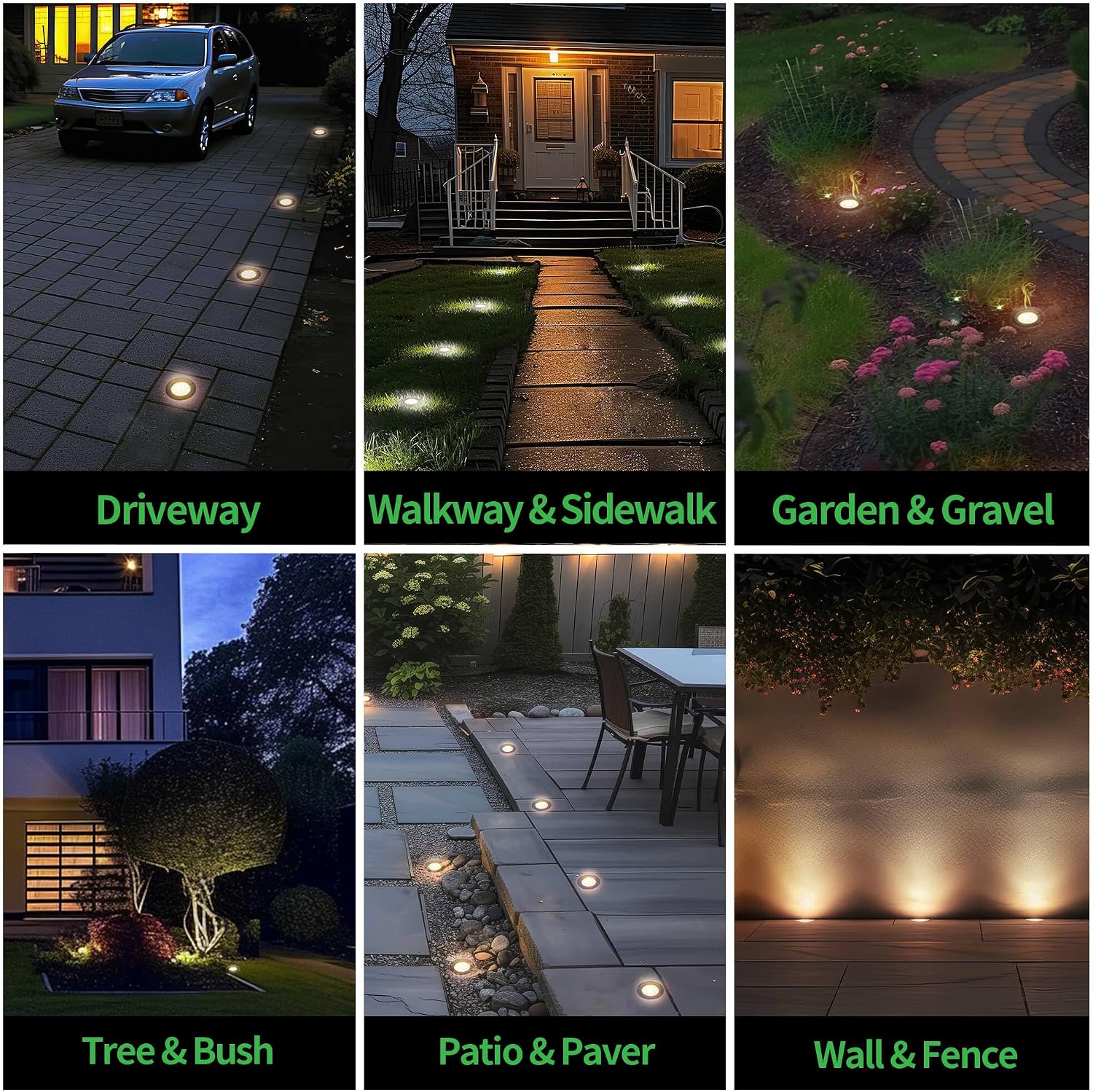 LED Well Light Kit, 6 Pack In Ground Landscape Lights and 100W Transformer and 100FT Cable and 30 Wire Connectors, 12V IP67 Waterproof Aluminum for Patio Pathway Lawn 6W 580LM