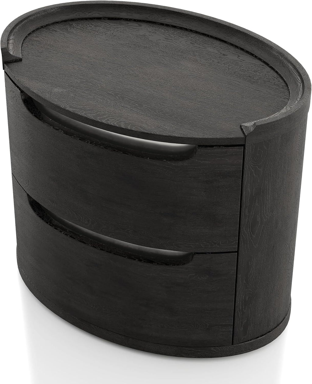 Furniture of America Teada Modern Solid Wood 5-Piece Bedroom Set with Padded Curved Headboard, Oval Nightstand, Felt-Lined Top and UV-Stained Lower Drawers, Box Spring Needed, King, Black