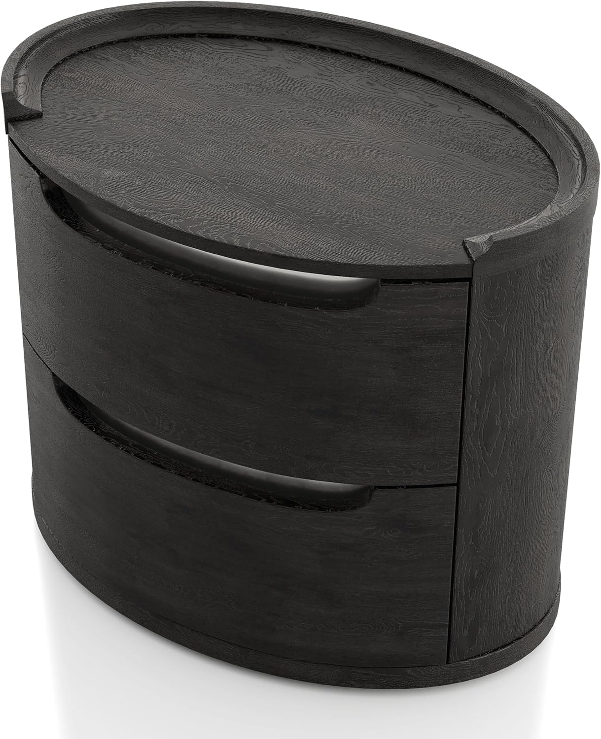 Furniture of America Teada Modern Solid Wood 5-Piece Bedroom Set with Padded Curved Headboard, Oval Nightstand, Felt-Lined Top and UV-Stained Lower Drawers, Box Spring Needed, King, Black