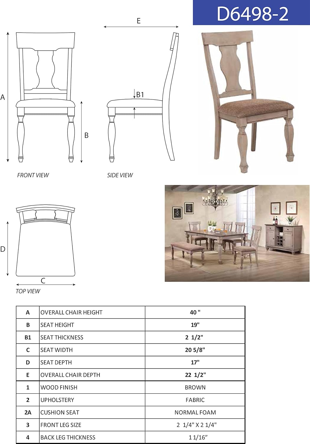 Kings Brand Furniture Charisma 8-Piece Dining Room Set – 2-Tone Brown Solid Wood Extendable Table with 18 inches Butterfly Leaf, 6 Upholstered Chairs and Buffet Server, Traditional Dining Furniture
