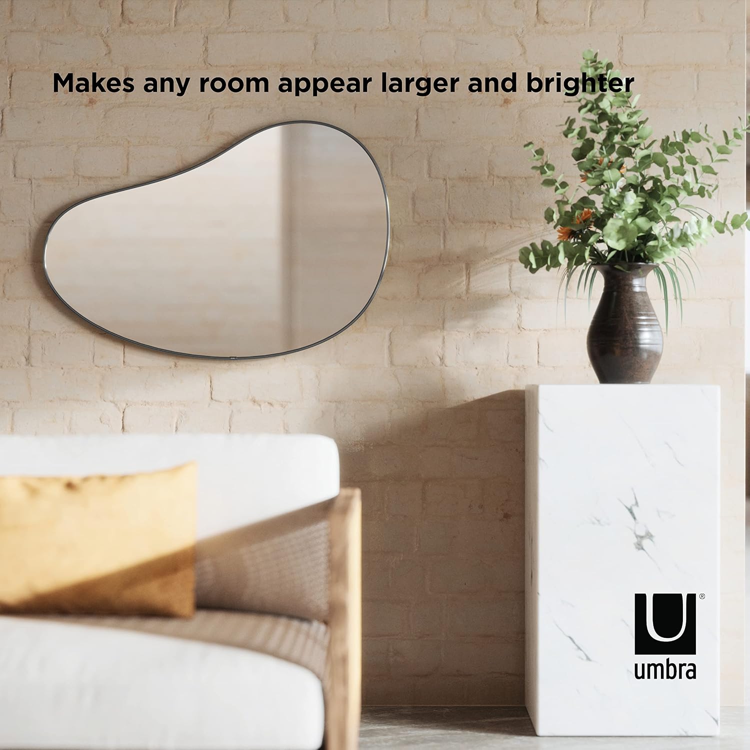 Umbra Pebble Wall Mirror 24x36' Modern Design, Titanium