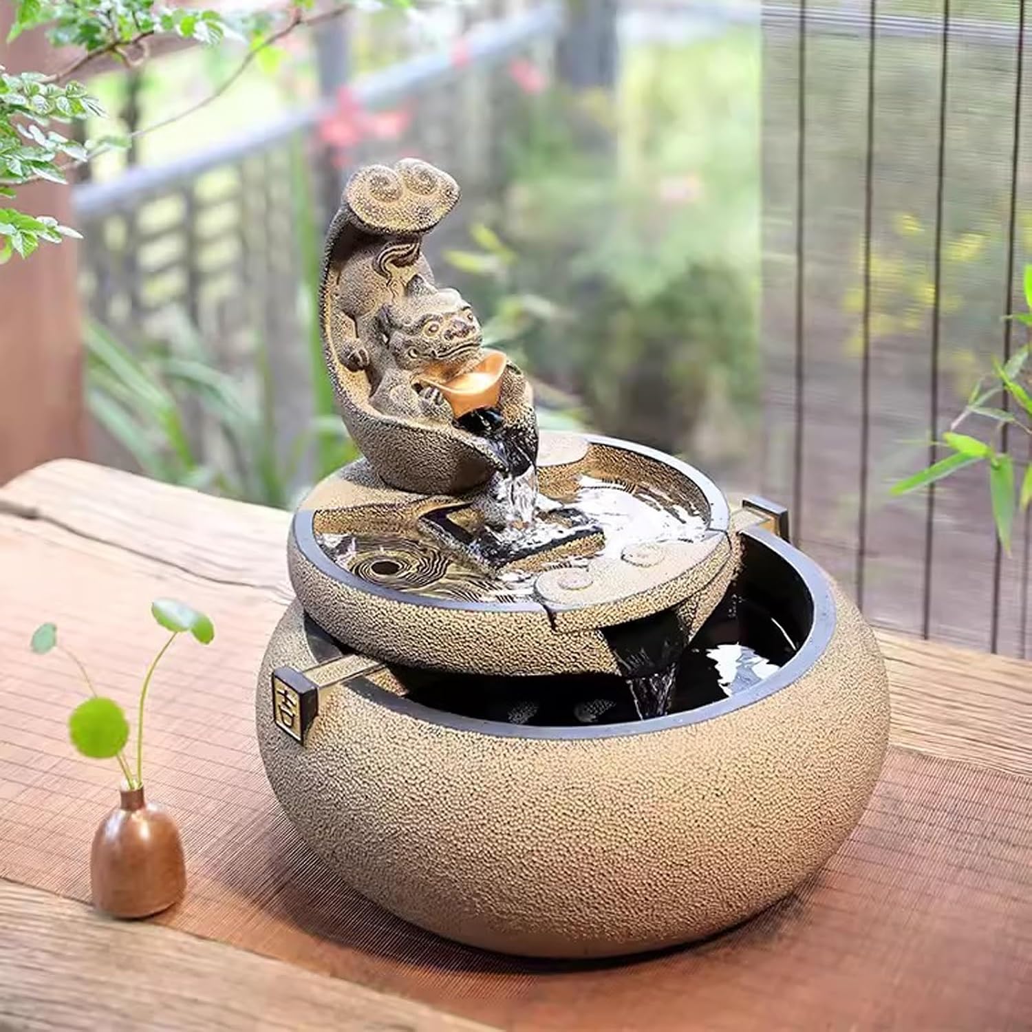Tabletop Fountain Flowing Water Decoration for Living Room Study and Study Chinese Style Creative Fountain Water Landscape Decoration Desktop Decoration Desktop Fountain (Color : A)