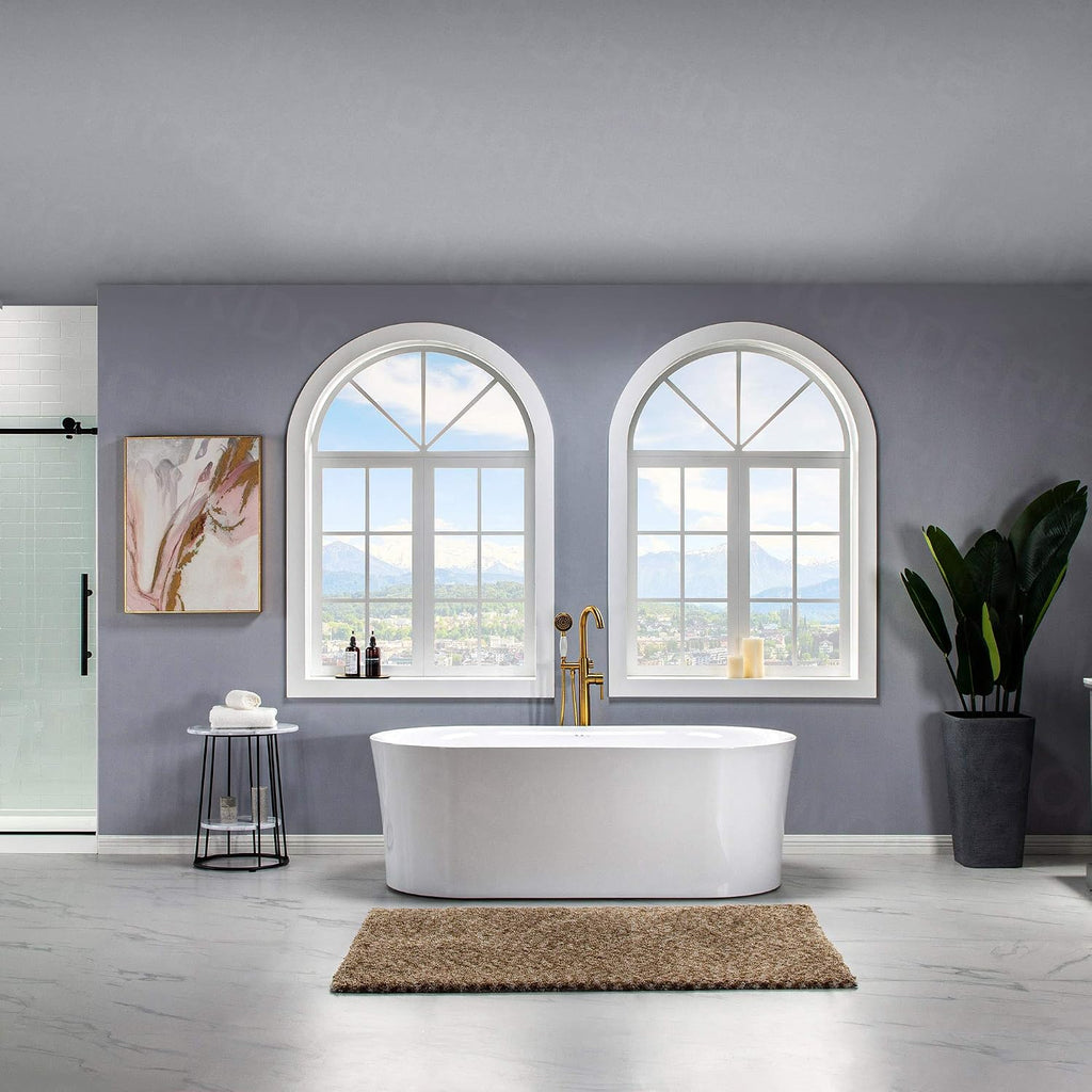 WOODBRIDGE 67' Air Bubble Acrylic Freestanding Bathtub Contemporary Soaking Tub, White Acrylic wirh Oil Rubbed Bronze Drain and Overflow,B0101-ORB