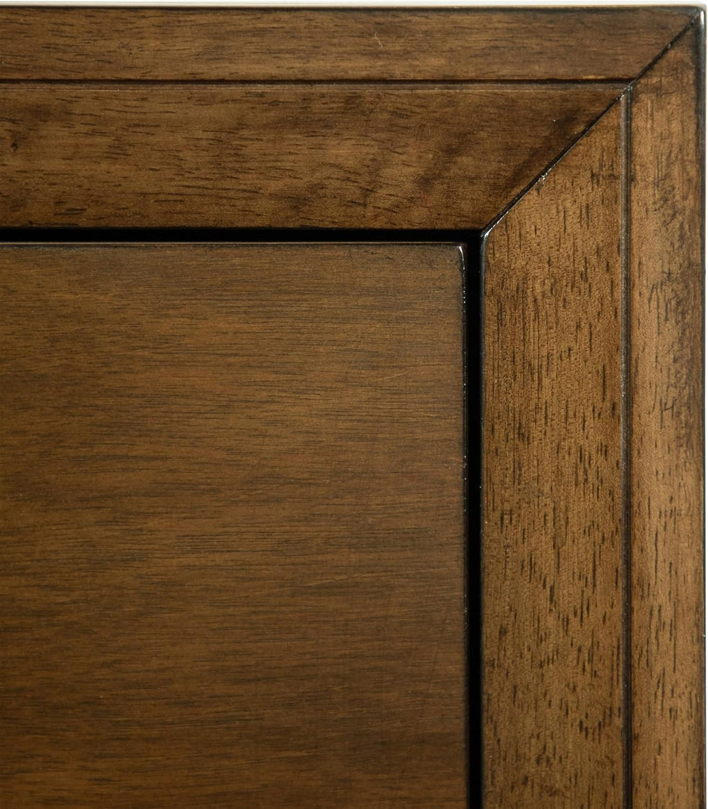 Furniture of America Extan Modern Solid Wood 5-Piece Bedroom Set with Beveled Corner, Metal Center Glide, Zinc Iron Bronze Knobs, Box Spring Needed, Queen, Walnut