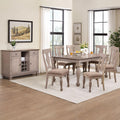 Kings Brand Furniture Charisma 8-Piece Dining Room Set – 2-Tone Brown Solid Wood Extendable Table with 18 inches Butterfly Leaf, 6 Upholstered Chairs and Buffet Server, Traditional Dining Furniture