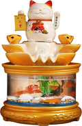Tabletop Water Fountain Indoor with Maneki Neko, Money Lucky Cat, Fish Tank Decorations for Feng Shui Decor & Gifts for Home, Feng Shui Statue, Chinese New Year Decoration, Chinese Decor & Gifts (C)