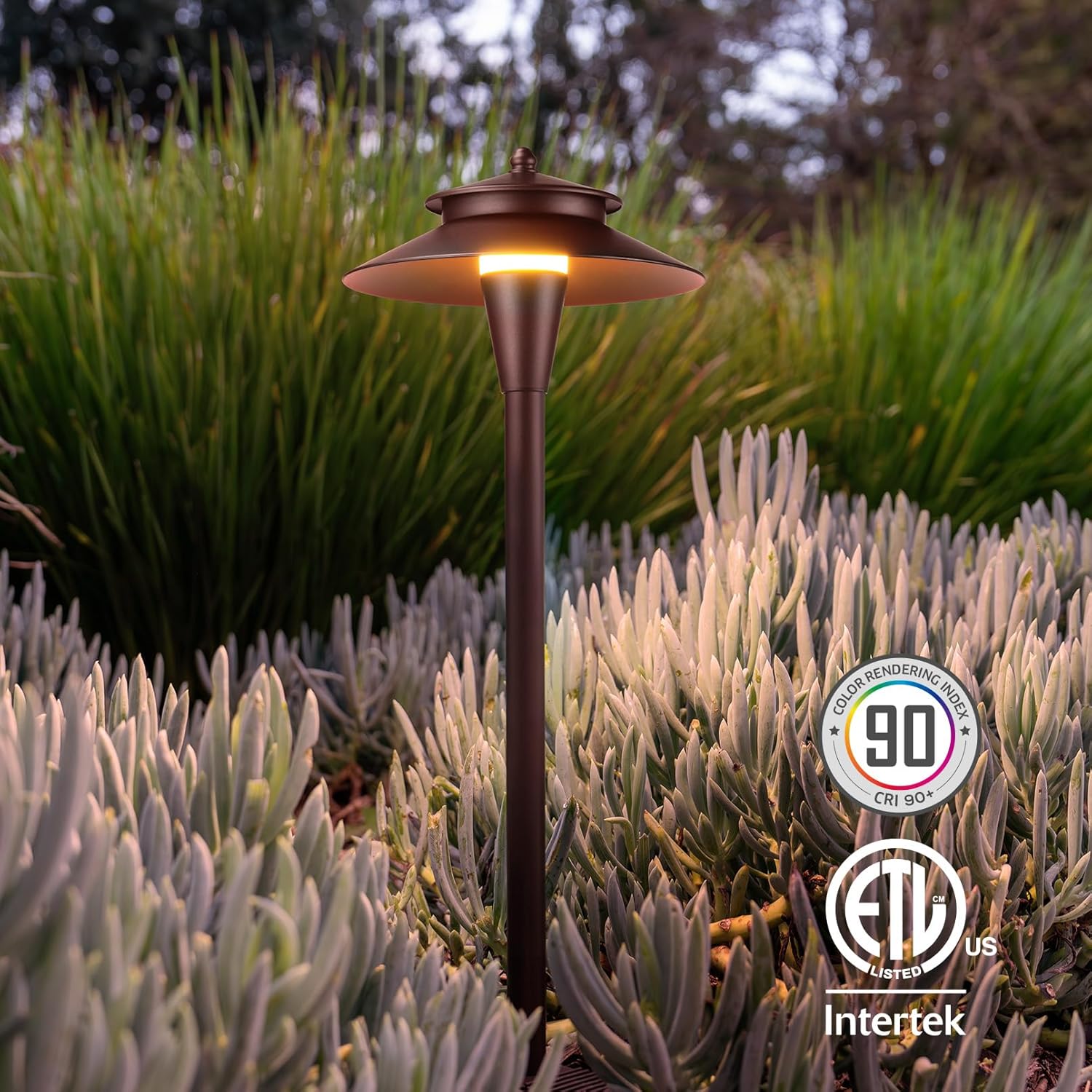LEONLITE 5CCT Low Voltage Pathway Lights, LED Landscape Path Lights, 1800/2700/3000/4000/5000K, Double Layer Head, 12-24V AC/DC, IP65 Outdoor Walkway Light, Oil Rubbed Bronze Aluminum, Pack of 6
