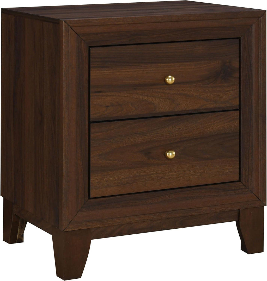 Coaster Home Furnishings Welsley Transitional 4-Piece Bedroom Set Fabric Upholstered Queen Size Panel Bed Frame 52-inch Headboard Walnut 223441Q-S4