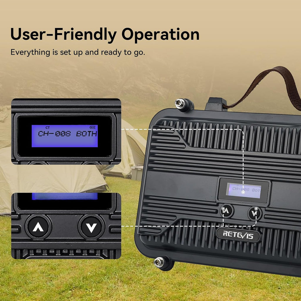 Retevis RT97S GMRS Repeater, RT97 Upgraded Version, Radio Repeater, Full Duplex Long Range, Compatible with Raspberry Pi, Portable, LCD Screen,for Remote Area, Emergency Rescue, Logistics(1 Pack)