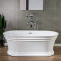 WOODBRIDGE 59'Freestanding White Acylic Soaking Bathtub with White Pillow,Drain and Overflow inChrome,BTA1536 -C-Drain &O+ Pillow