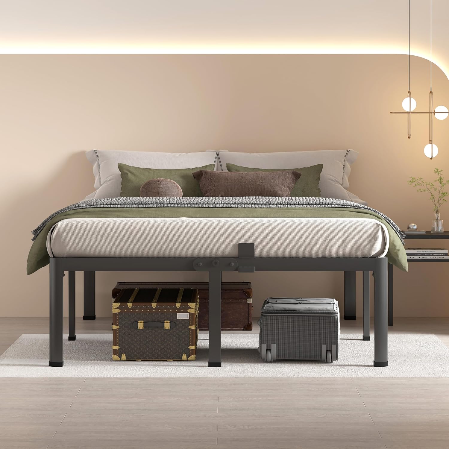 MAF 12 Inch California King Metal Platform Bed Frame with Round Corner Legs, Mattress Slide Stopper, 3000 LBS Heavy Duty Steel Slats Support, No Box Spring Needed, Noise Free