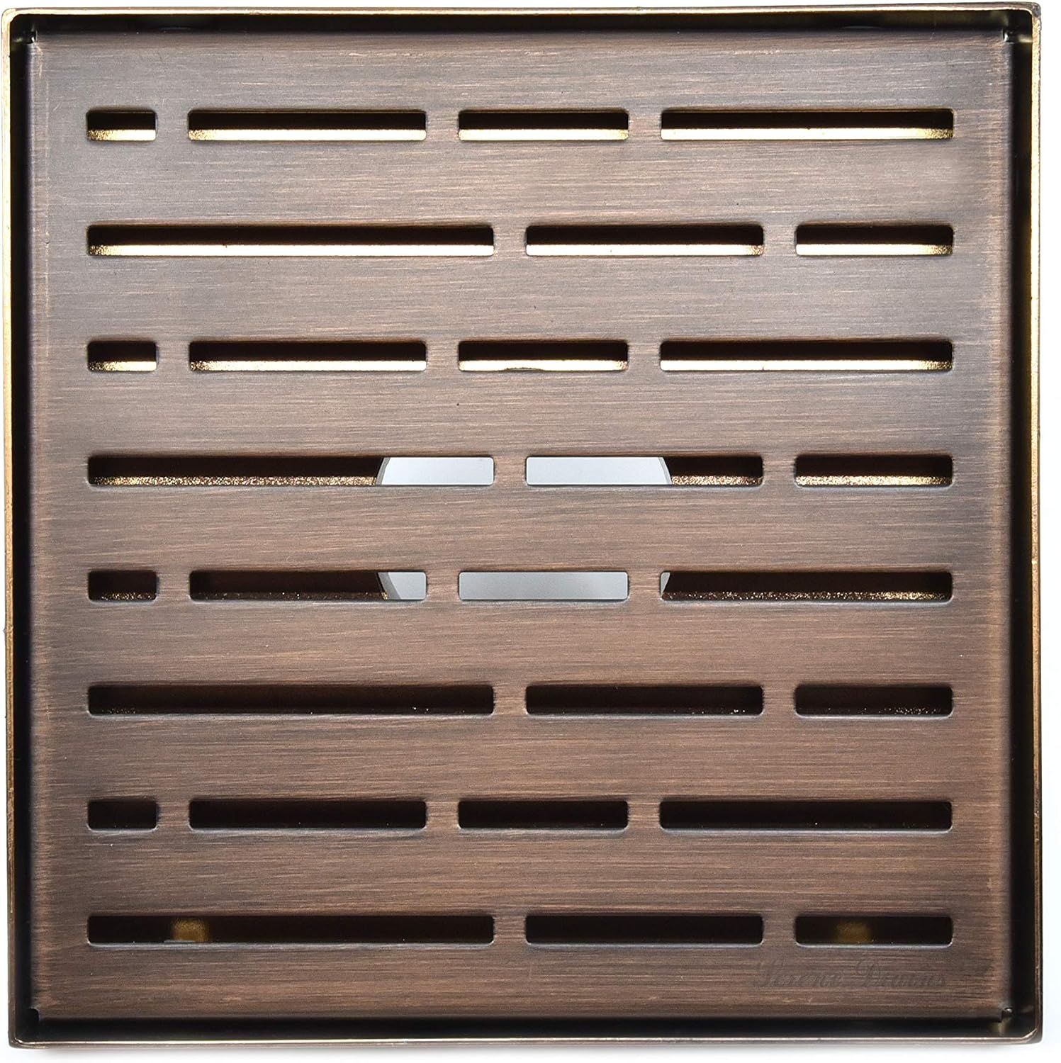 Serene Drains Oil Rubbed Bronze 6 Inch Square Shower Drain Bundle with Hair Catcher (Broken Lane Design)