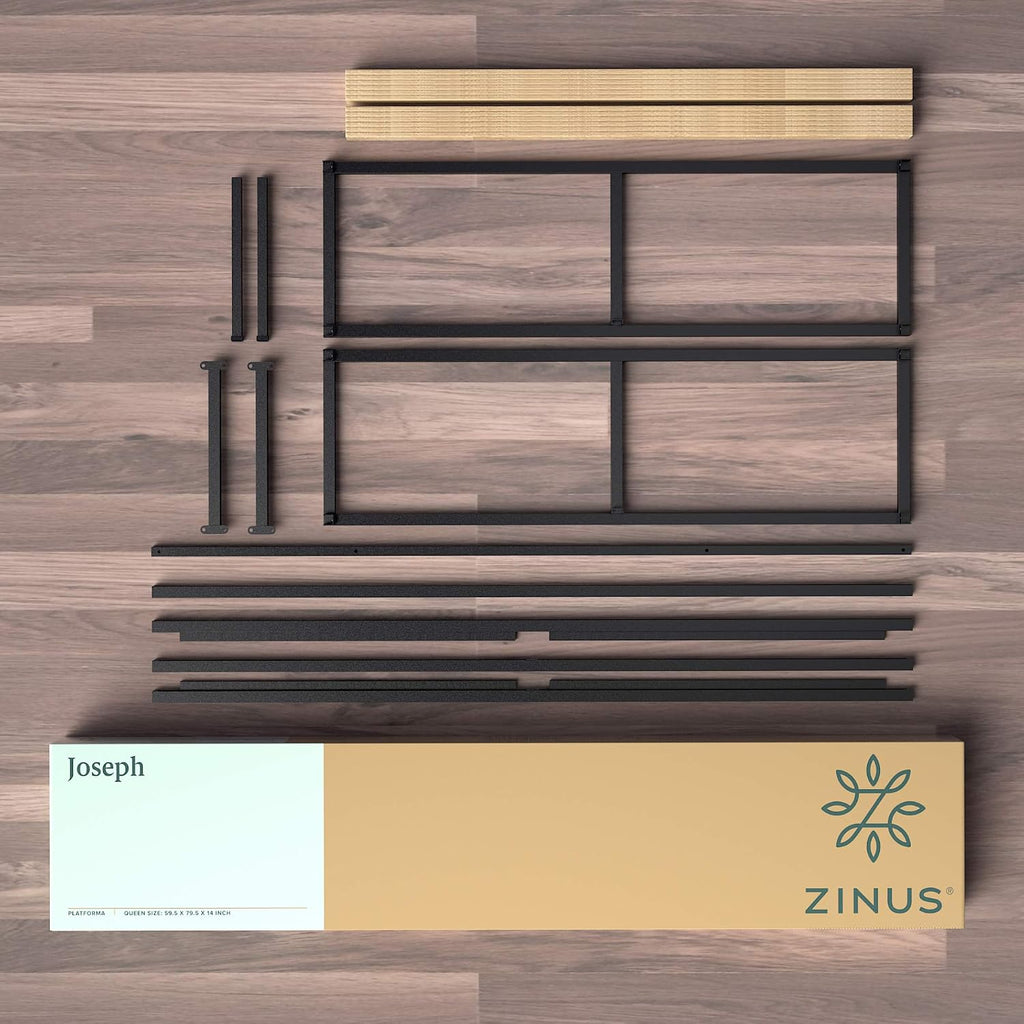 Modern Studio 10 Inch Platforma Low Profile Bed Frame/Mattress Foundation/Boxspring Optional/Wood slat support, Full, Black