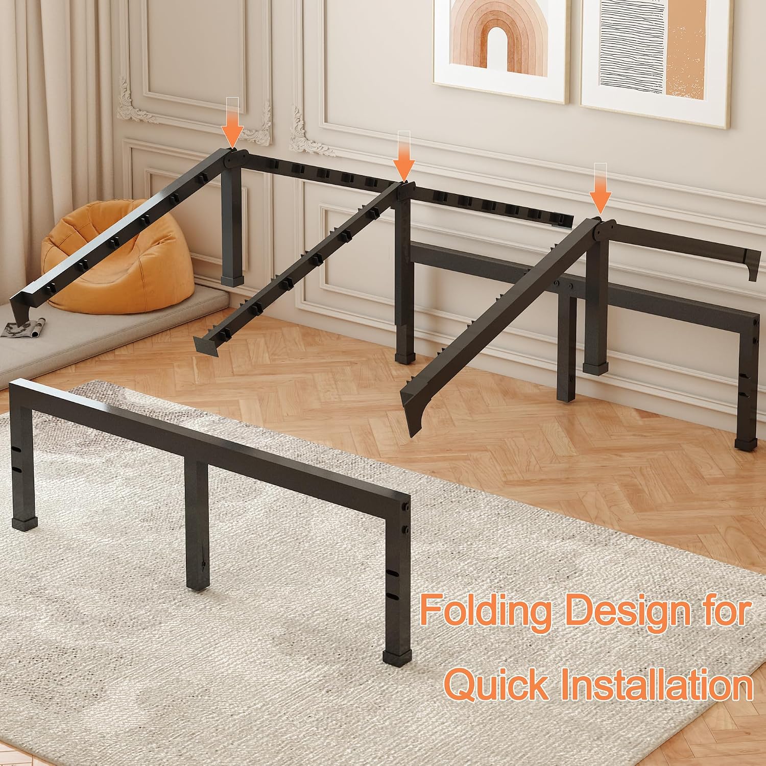 FUIOBYVV King Bed Frame,14 Inch Heavy Duty Metal Platform Bed Frame King Size Support Up to 3500 lbs,No Box Spring Needed,No Shaking,Steel Slat Support,Noise Free,Easy Assembly