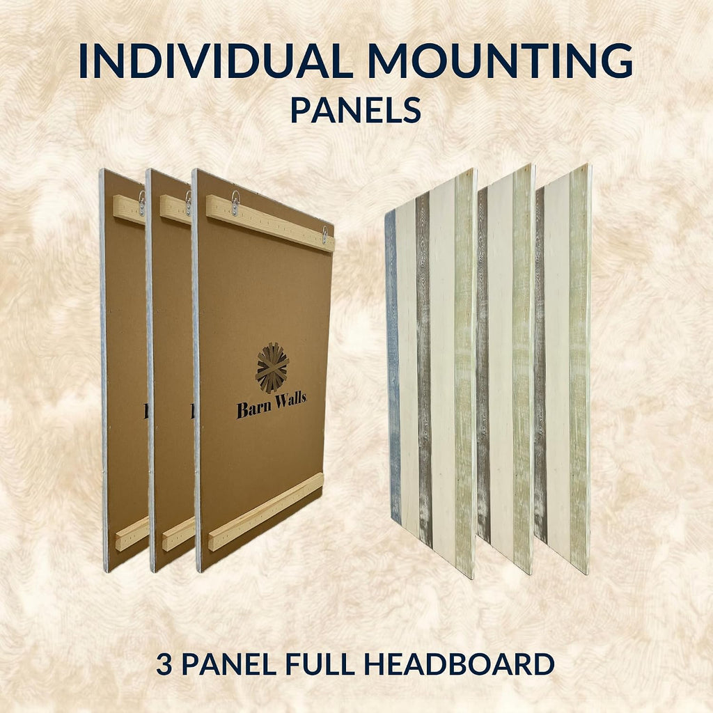 Barn Walls Full Wood Headboard - Farmhouse Mix Design - Wall Mounted Floating Headboard for Full Bed - Handcrafted Solid Wood - Easy No-Drill Installation