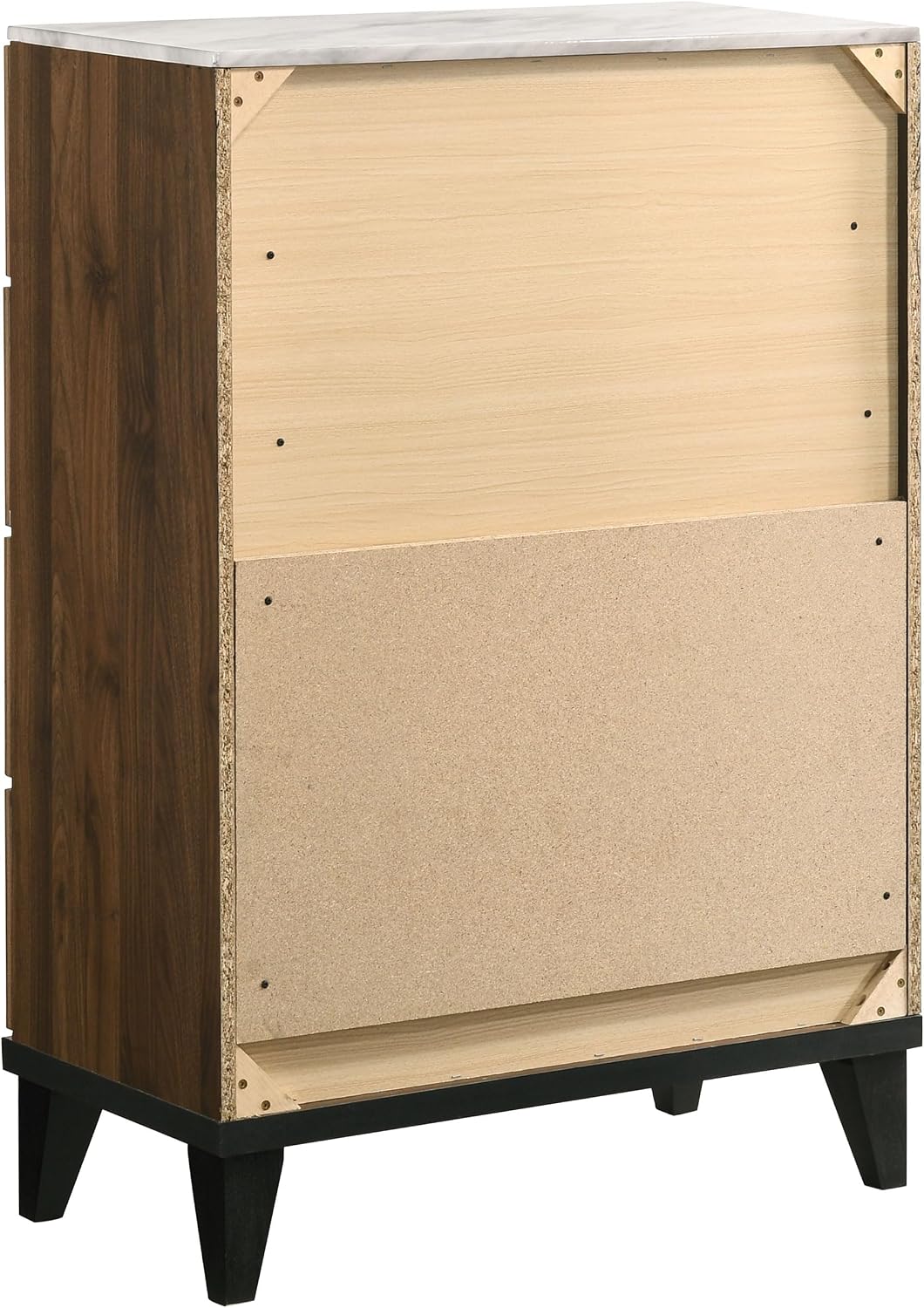 Coaster Home Furnishings Mays Contemporary 5-Piece Bedroom Set Fabric Upholstered Eastern King Size Panel Bed Frame 43-inch Headboard Walnut 215961KE-S5