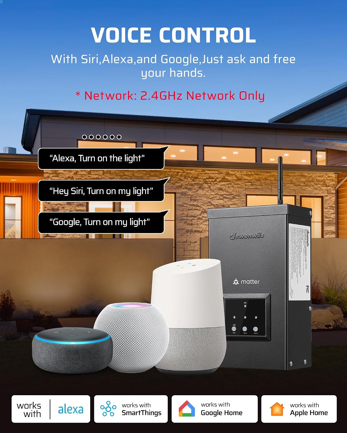 DEWENWILS 300W Matter Smart Low Voltage Landscape Transformer with 3 Independent Outputs, 120V AC to 12V/14V AC, Works with Apple Home, Alexa & Google Home,2.4GHz Wi-Fi only for Landscape Lighting