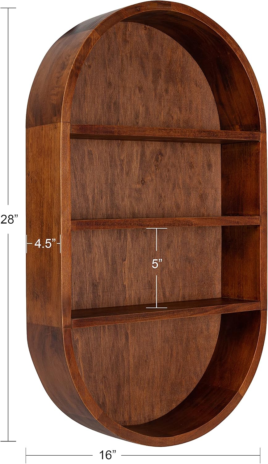 Kate and Laurel Hutton Midcentury Capsule Wall Shelf; 16 x 28; Walnut Brown; Geometric Decorative Shelves for Wall