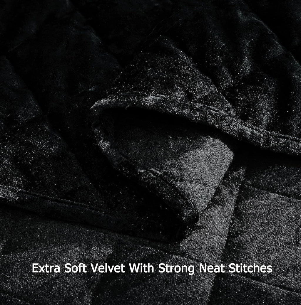 Chezmoi Collection Lux Black Velvet Quilt Oversized King Set, 3-Piece Plush Distressed Velvet Bedding All Season Lightweight Comforter Brushed Microfiber Reverse with Diamond Stitch Quilting