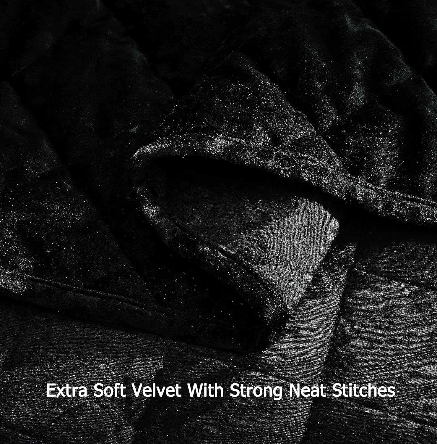 Chezmoi Collection Lux Black Velvet Quilt Oversized King Set, 3-Piece Plush Distressed Velvet Bedding All Season Lightweight Comforter Brushed Microfiber Reverse with Diamond Stitch Quilting