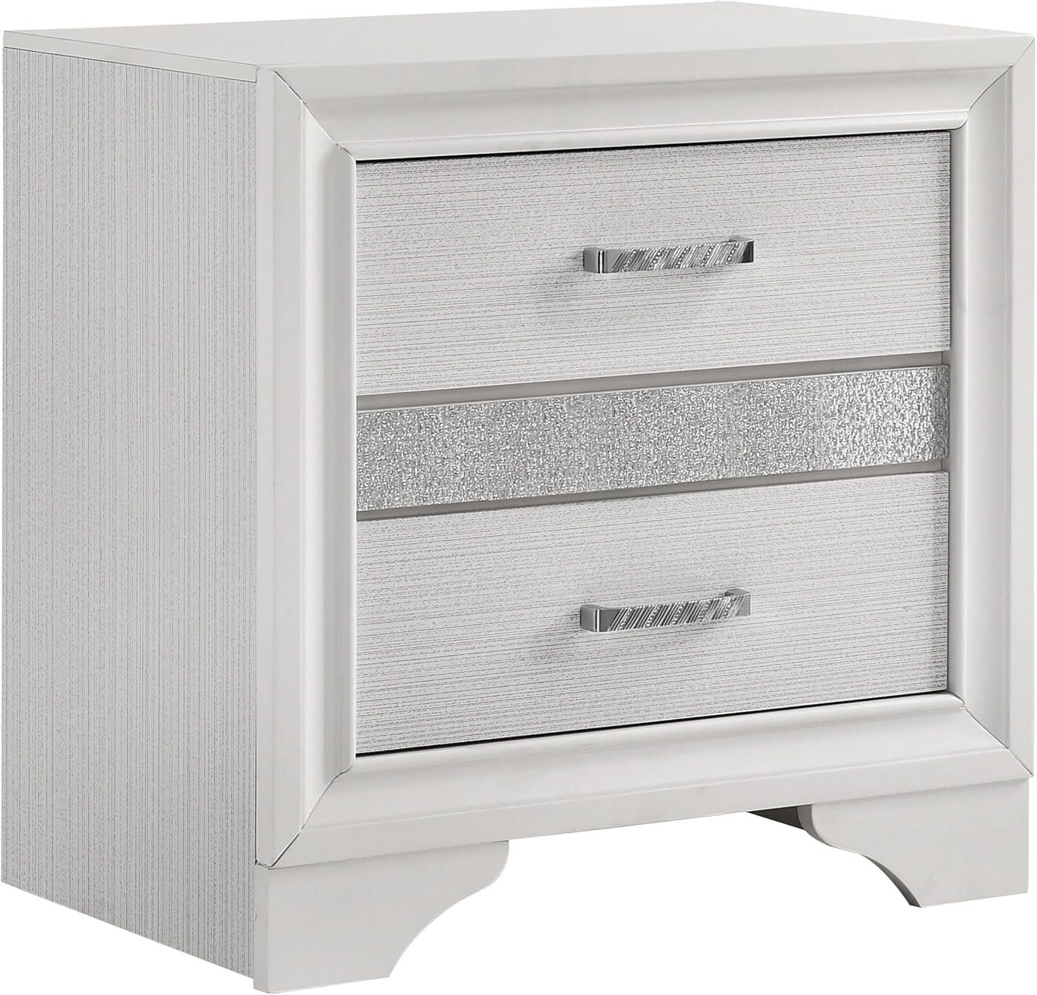 Coaster Home Furnishings Miranda Contemporary 5-Piece Bedroom Set Fabric Upholstered California King Size Panel Bed Frame 54-inch Headboard White 205110KW-S5