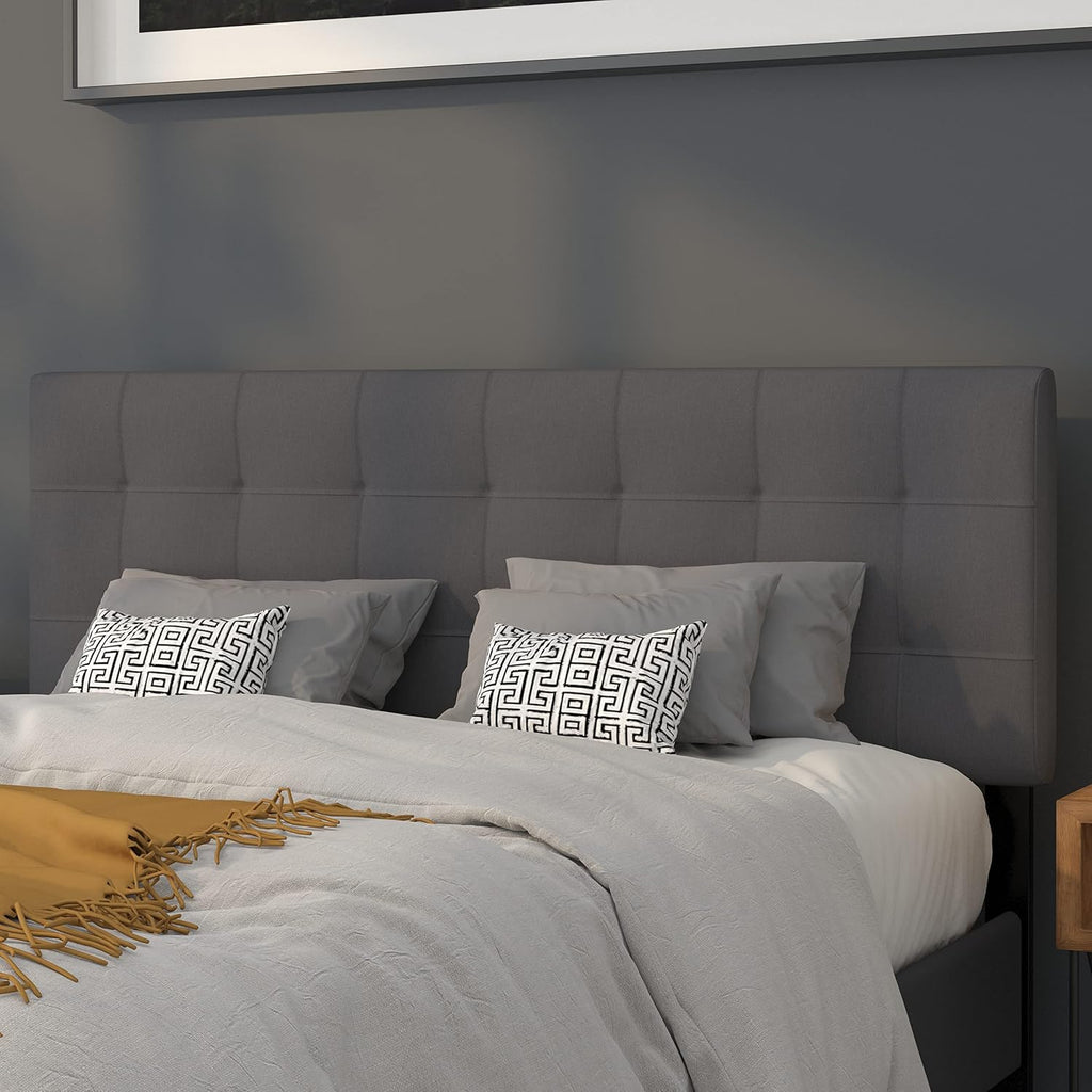 Flash Furniture Bedford Tufted Upholstered Queen Size Headboard in Dark Gray Fabric