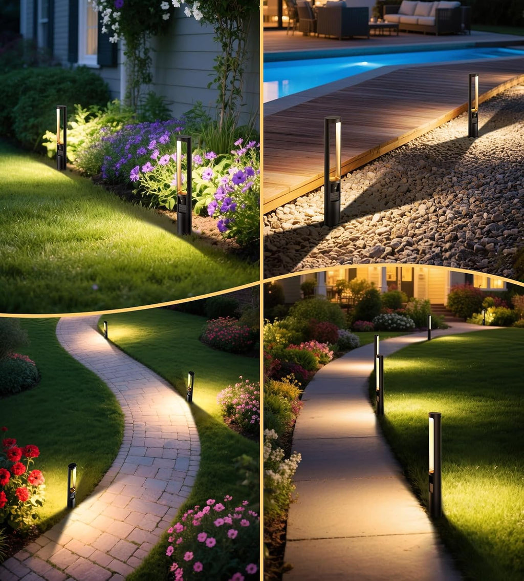 MEIKEE 5W Low Voltage Path Lights, 12-24V Auto On/Off Landscape Lighting with 120W Transformer 100FT Cord, 2700K Warm White, IP66 Waterproof, Aluminum Garden Lights for Pathway, Yard, Lawn 12-Pack