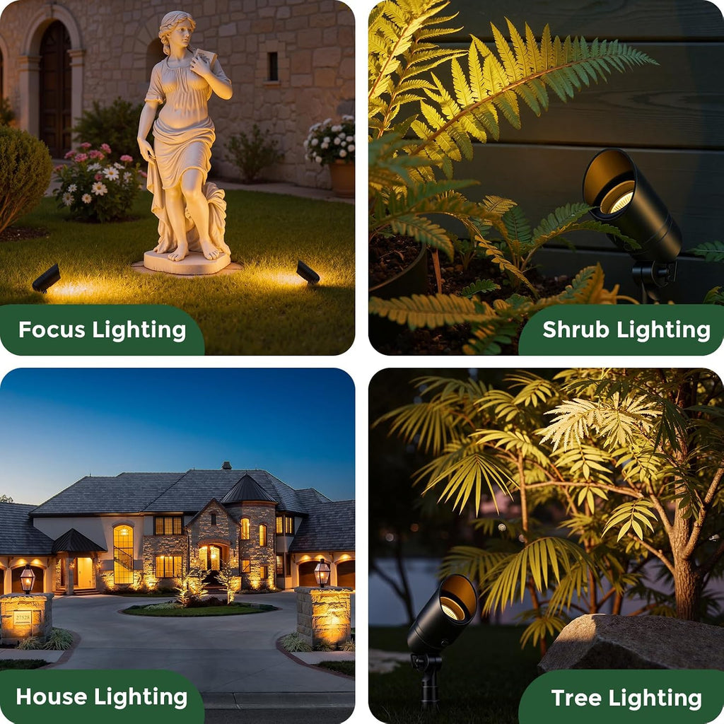 Gardencoin Low Voltage Landscape Spotlight, 12V LED Outdoor Landscape Lighting, Landscape Spot Lights Wired for Garden and Yard, Aluminum Up Lighting Fixture with 5W MR16 Replaceable Bulb (12 Pack)
