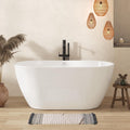 FerdY Bali 55' Freestanding Bathtub, Glossy White Freestanding soaking tub with Brushed Nickel Drain & Integrated Slotted Overflow, cUPC Certified